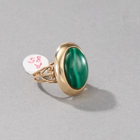 14k Yellow Gold Malachite Ring