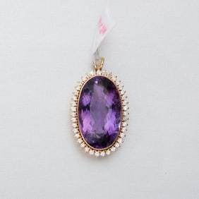 Amethyst 14k Diamond Pendant