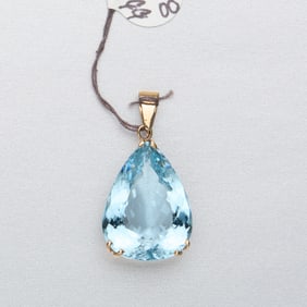 Blue Topaz and 14k Gold Pendant