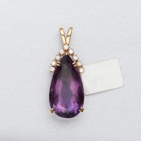 Diamond and Amethyst Pendant 14k