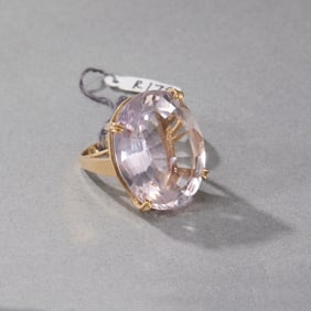 14k Yellow Gold Pink Quartz Ring