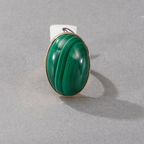 14k Yellow Gold and Malachite Ring