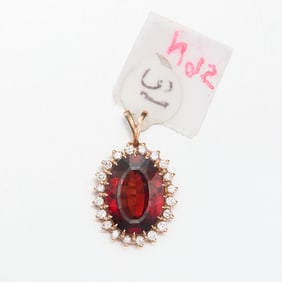 14k Garnet and Diamond Pendant