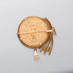 Mexican Gold 50 Peso Coin Pendant