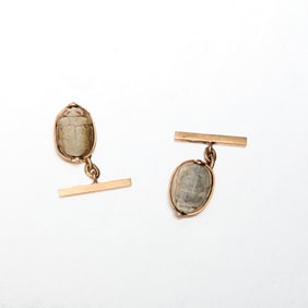 14k Yellow Gold Scarab Cufflinks