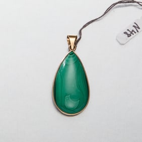 Pear Reverse 14k Lapis and Malachite Pendant