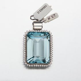 Topaz Diamond and White 14k Gold Pendant