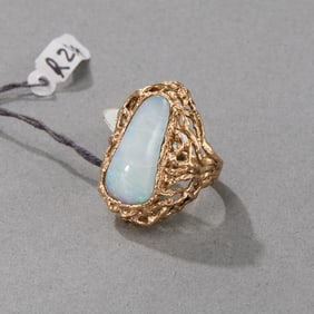 14k Yellow Gold and Boulder Opal Ring
