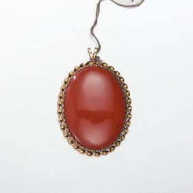 Brown Jade 14k Pendant