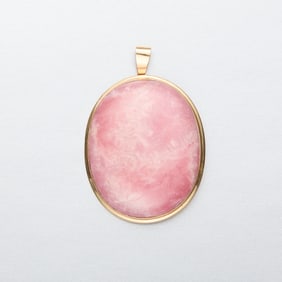 Oval Pink Stone Pendant Brooch