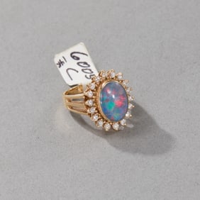 14k Yellow Gold Opal and Diamond