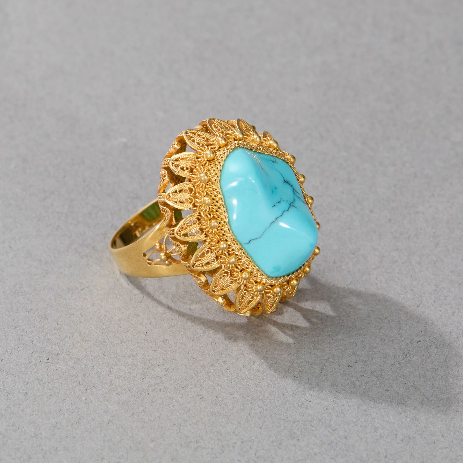 14k Yellow Gold Filigree and Turquoise Ring (1 of 3)