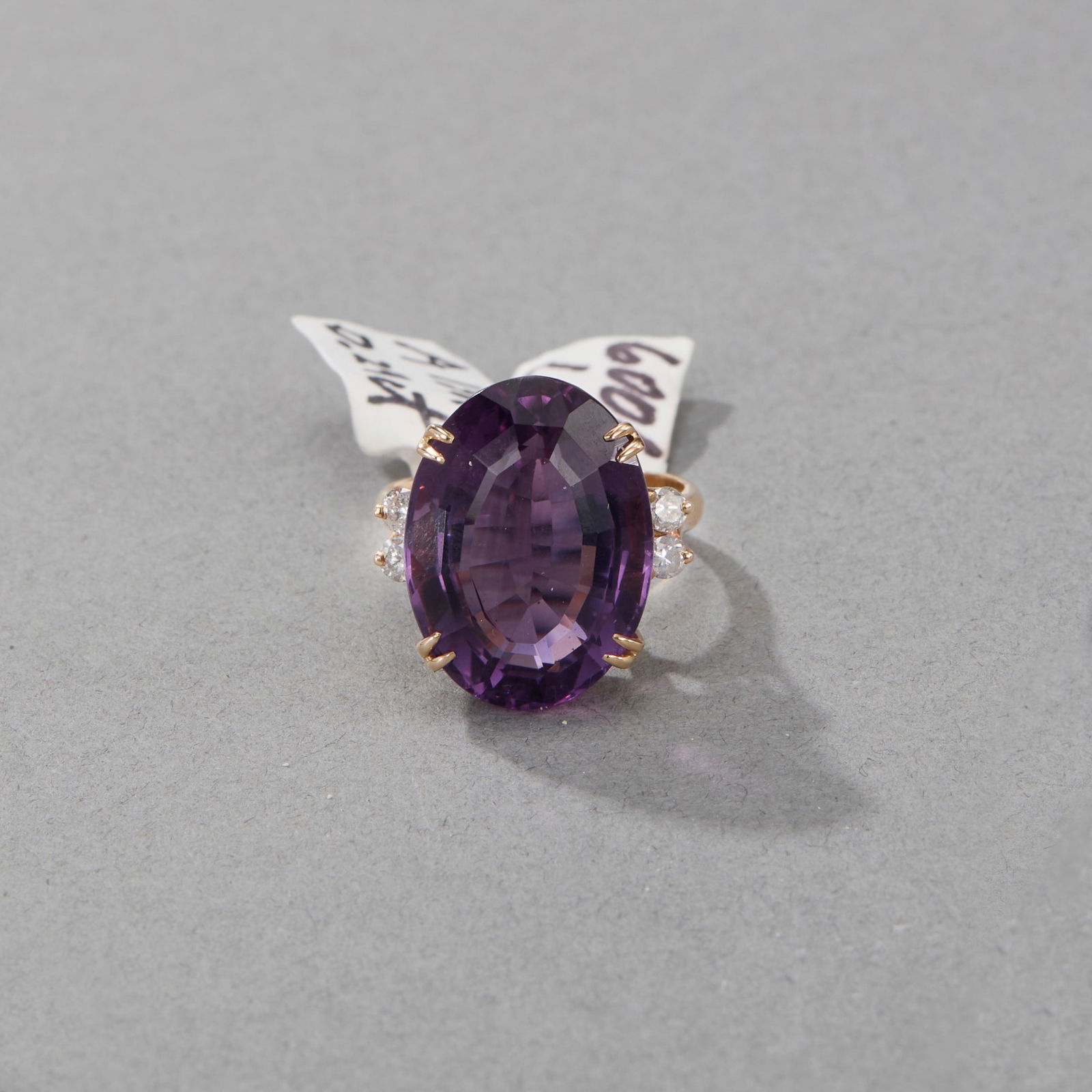 14k Yellow Gold Amethyst and Diamond Ring (1 of 2)