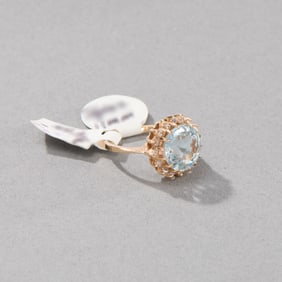 14k Yellow Gold Topaz and Diamond Ring