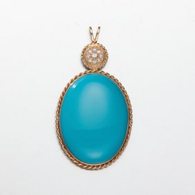 14k Diamond and Enamel Pendant