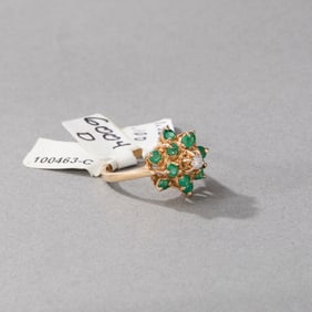 14k Yellow Gold Emerald and Diamond Ring