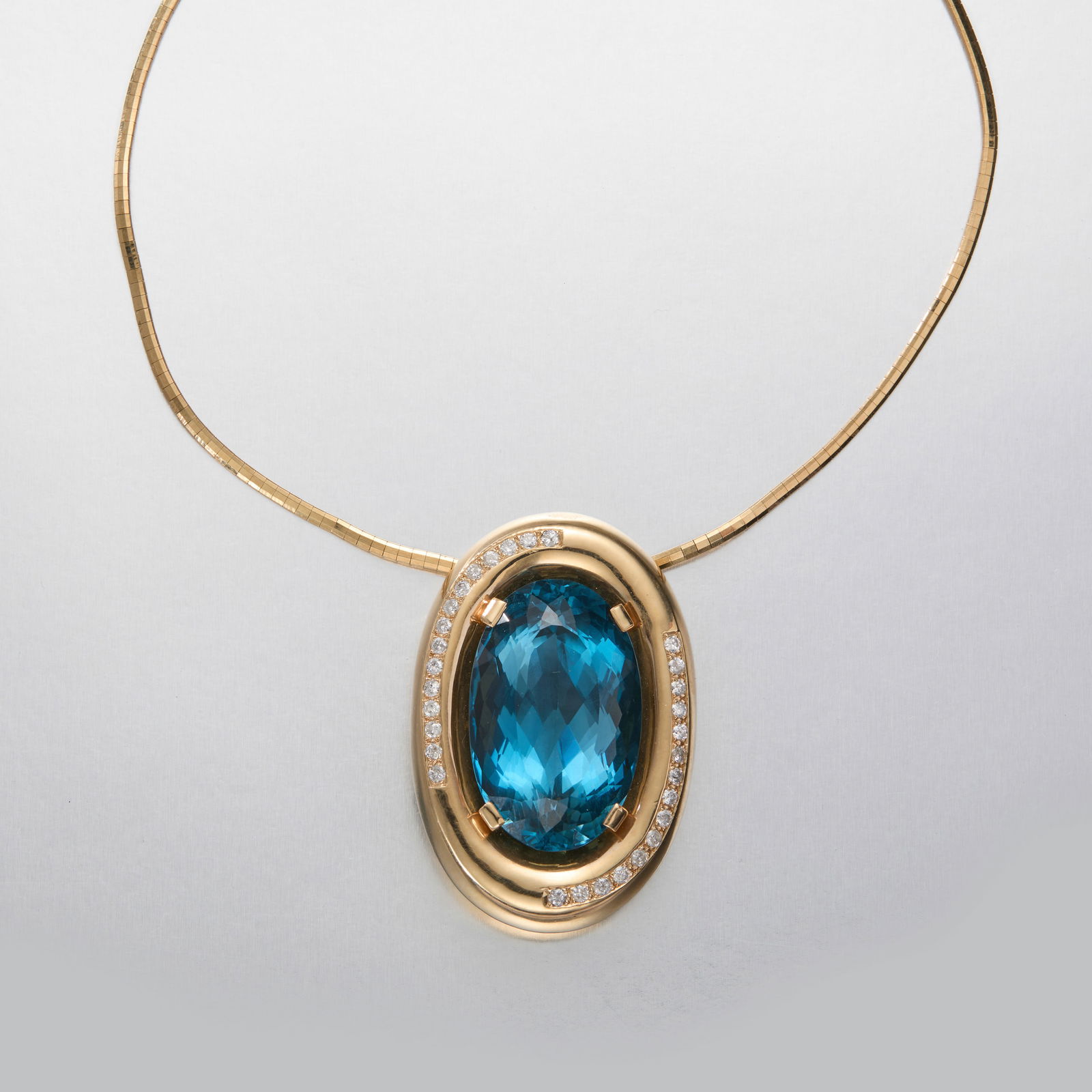 14K Gold Diamond Mid-Century Topaz Necklace (1 of 2)