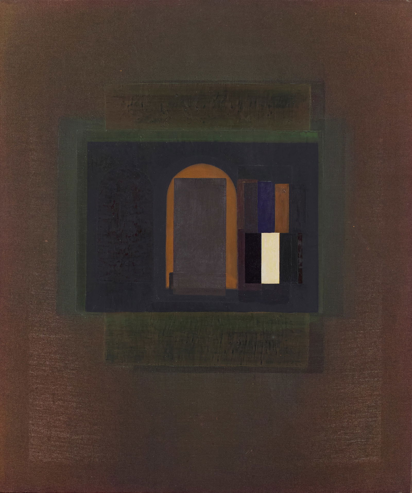 Johnnie Winona Ross (American, b. 1949): Oil and acrylic on linen. Signed, inscribed, and dated 1990 on the verso. 21 1/2 x 18 1/4". Provenance: Bess Cutler Gallery, NYC (1990); property of a Rhode Island collection.