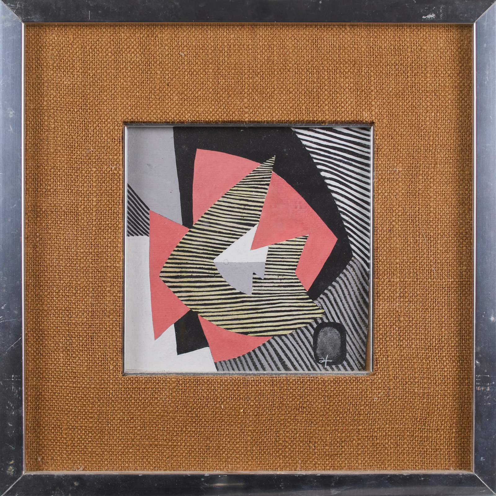 Jesus Fuertes (Spanish, 1938 - 2006): Gouache on paper. Signed and marked with the artist's fingerprint on the bottom right. 7 1/2 x 7 1/2"; 15 1/2 x 15 1/4" (sight and overall). Framed. Provenance: property of a Providence, Rhode Island 