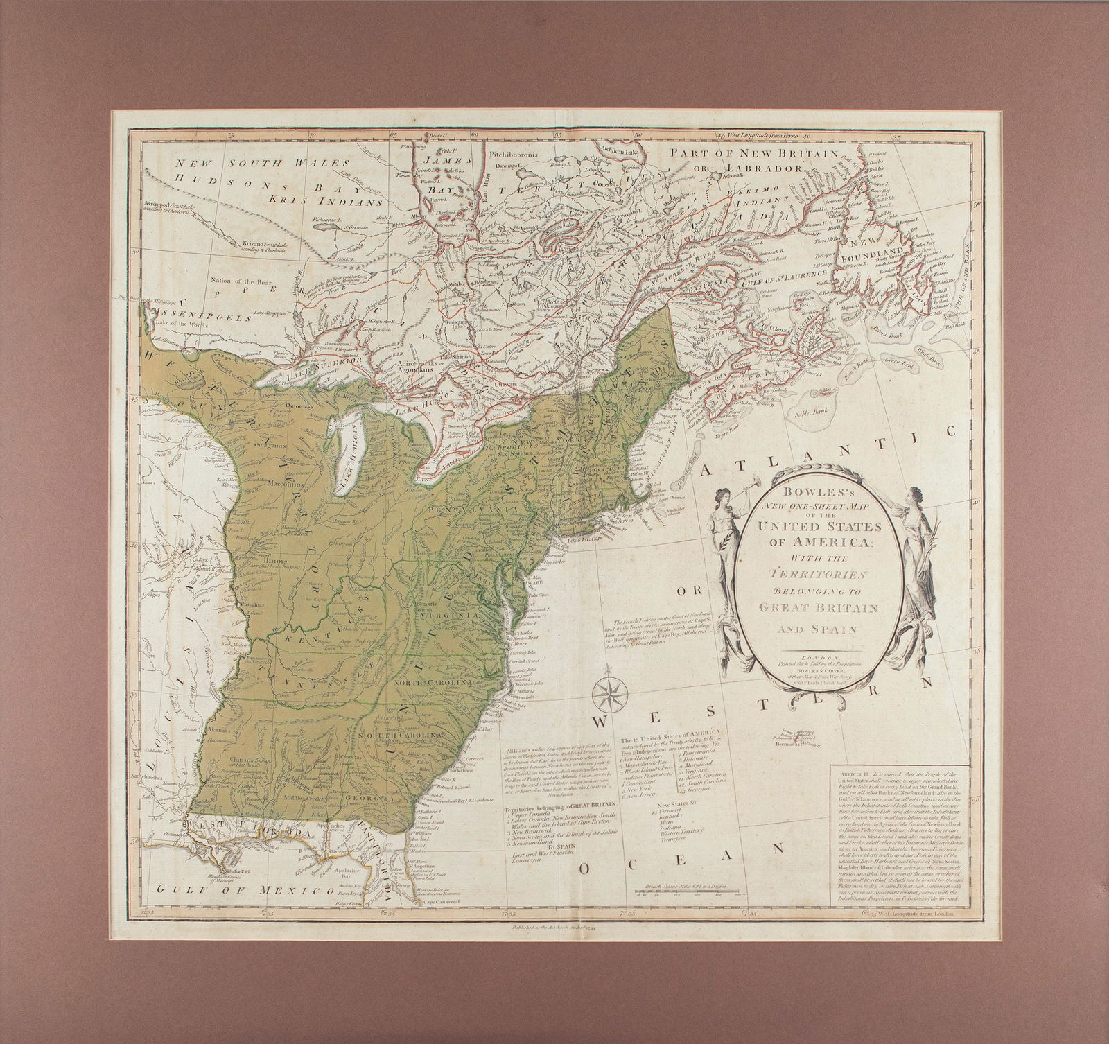 1794 Map of America (Bowles and Carver) (1 of 1)