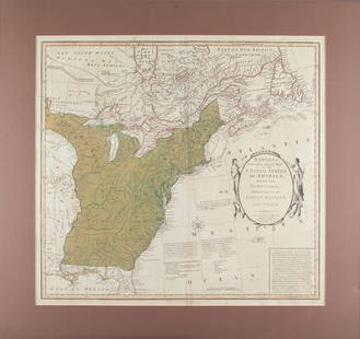 1794 Map of America (Bowles and Carver): A rare 18th-century (1794) historically important map in well-preserved condition. Two sheets joined. 21 1/8 x 24 3/4" (matted). Provenance: property of a Rhode Island collection. Rich historical deta