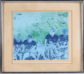 Mohammed Omer Khalil (Sudanese/American, b. 1936): "In the Park." Aquatint etching. Numbered 116/125. Signed on bottom right. 10 1/2 x 11 1/2"; 16 1/2 x 15" (overall). Framed.
