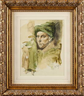 Conger Metcalf (American, 1914 - 1998): Watercolor and pencil on paper. Signed bottom right. 11 x 8 1/4" (sight); 18 3/8 x 16" (sight).