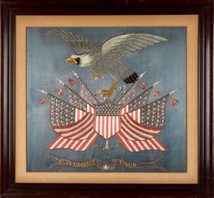 19th Century Patriotic Needlework Panel