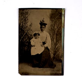 African-American Mother and Child Tintype