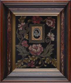 19th Century Appliqué Mixed Media Portrait