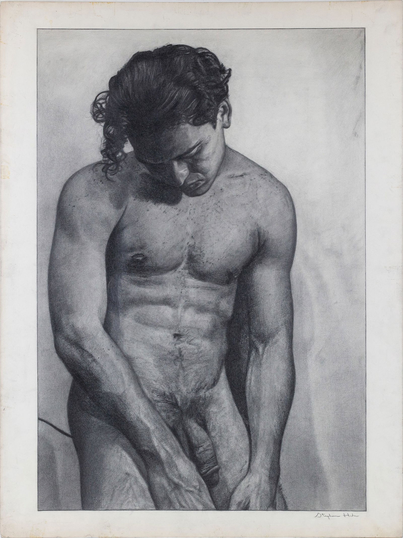Stephen Hale (American, 1961-2008): Charcoal on paper. Signed on the bottom right. 40 x 30". Provenance: from the estate of the artist and by descent. Shipping: At checkout, you can choose integrated shipping with LiveAuctioneers LiveSh