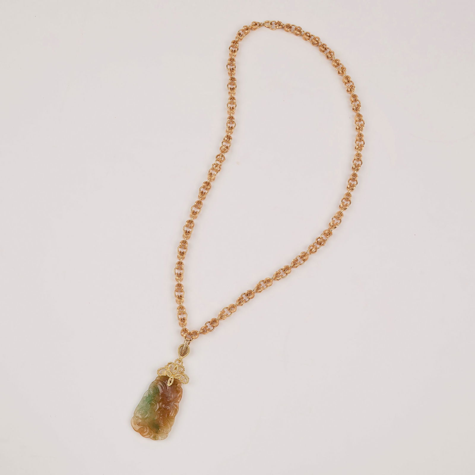 18k Gold Jade Pendant on 18k Gold Chain. (1 of 3)