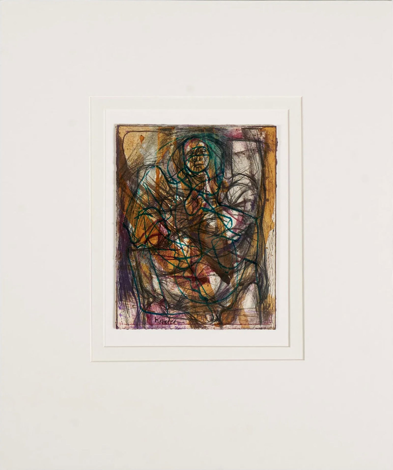 Jak Kovatch (American, 1929 - 2019): Watercolor and ink on paper. Signed bottom right. 7 7/8 x 6 inches; 18 x 15 inches (overall). Provenance: property of a New England collector. Shipping: At checkout, you can choose integrated shipping