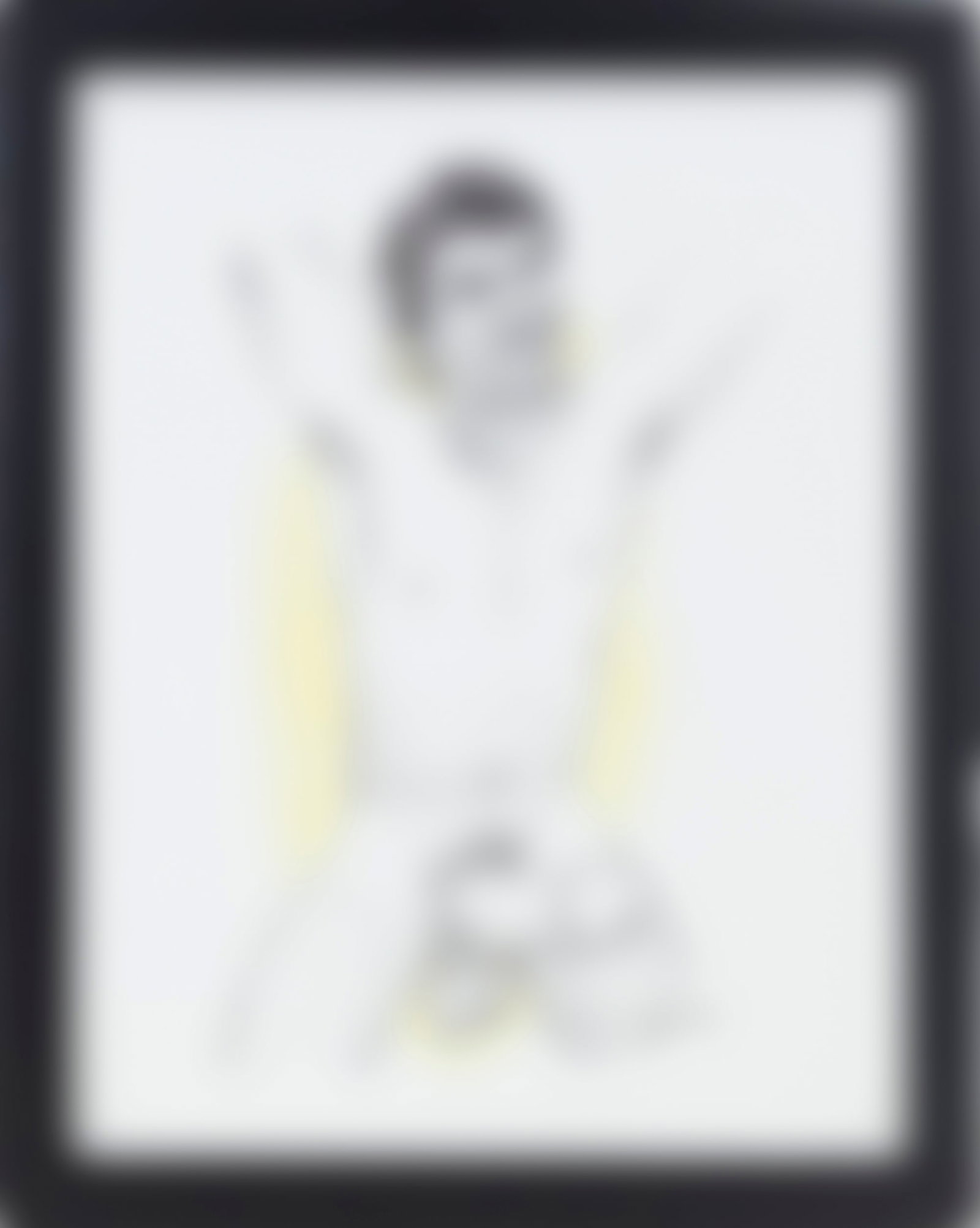F. Valentine Hooven III (American, 20th Century): "Tony Danza." Ballpoint and colored pencil on paper. Signed at bottom right. 14 x 11"; 15 1/2 x 12 1/2" (overall). Framed. Provenance: property of a Provincetown, Massachusetts estate.