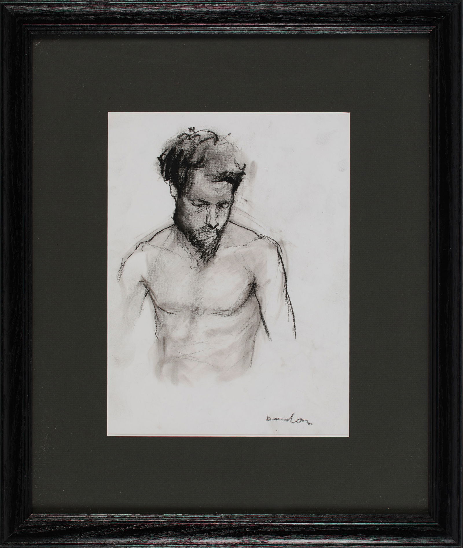 American School (20th Century): Male figure study. Charcoal on paper. Framed. 11 1/2 x 9" (sight); 20 x 17 x 1/2" (overall). Provenance: property of a private New Hampshire collection.