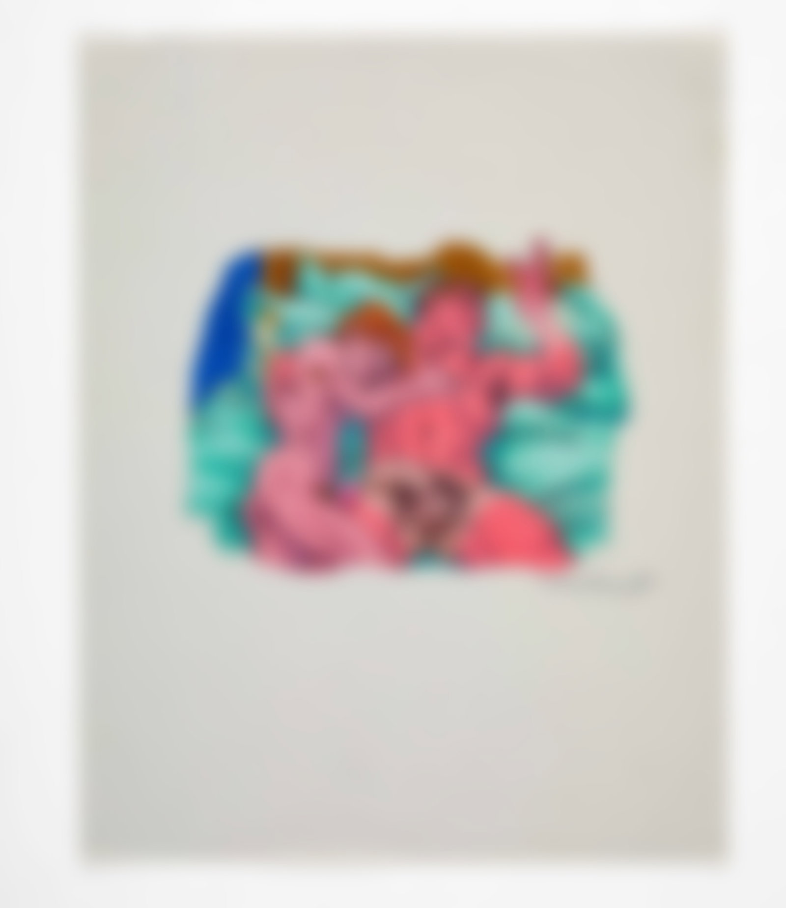 Michael Kirwan (American, 1953-2018): "Untitled (Lovers in the Afterglow)." 2001. Watercolor marker and ink on paper. Signed and dated on the bottom right. 14 x 11". Provenance: Property of an American Museum.