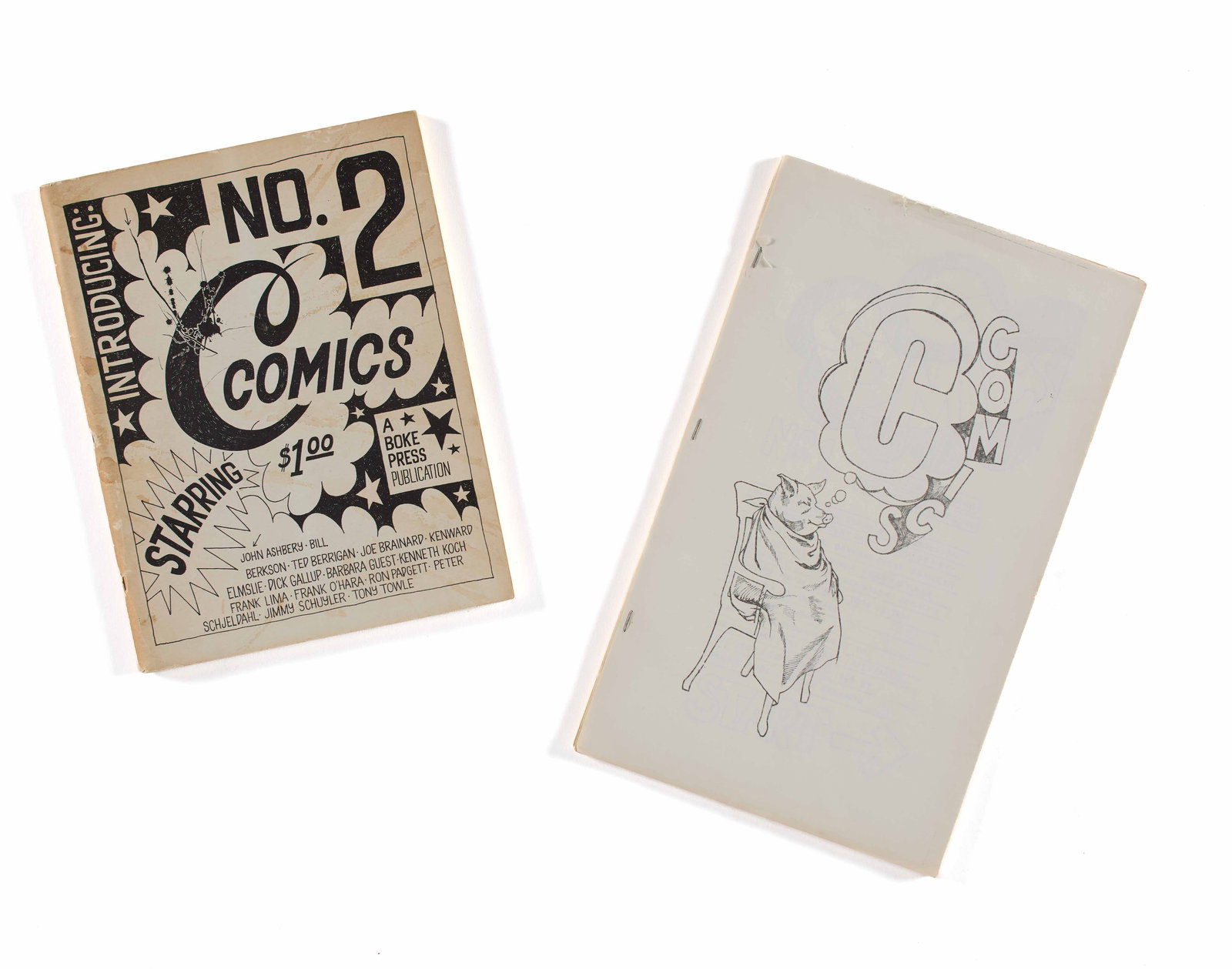 Joe Brainard (American, 1942-1994), et al.: Very fine complete set of C Comics no. 1 & 2. 1964. Featuring illustration from Joe Brainard, John Ashbery, Frank O'Hara, Barbara Guest, Ron Padgett, James Schuyler, Tony Towle,