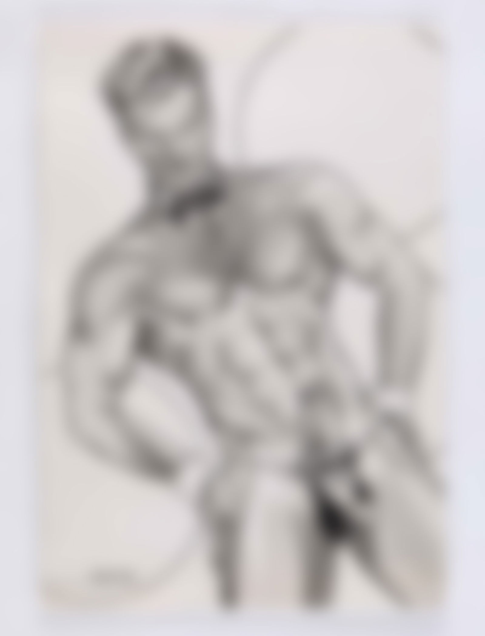 Kent Neffendorf (American, b. 1959): "Guys Scene 1: Stripmine." 1993. Graphite on watercolour paper. Signed and dated on the lower left. Inscribed verso. 10 1/4 x 7 1/4". Provenance: Property of an international institutio