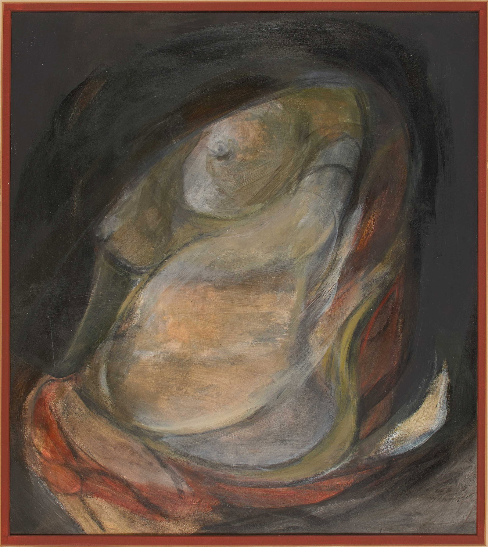 American School (20th Century): An abstract nude. Gouache on paper. Signed illegibly within the image on the lower right. 17 1/2 x 15 1/2" (sight); 28 x 23 x 1" (overall). Provenance: property of a Massachusetts coll