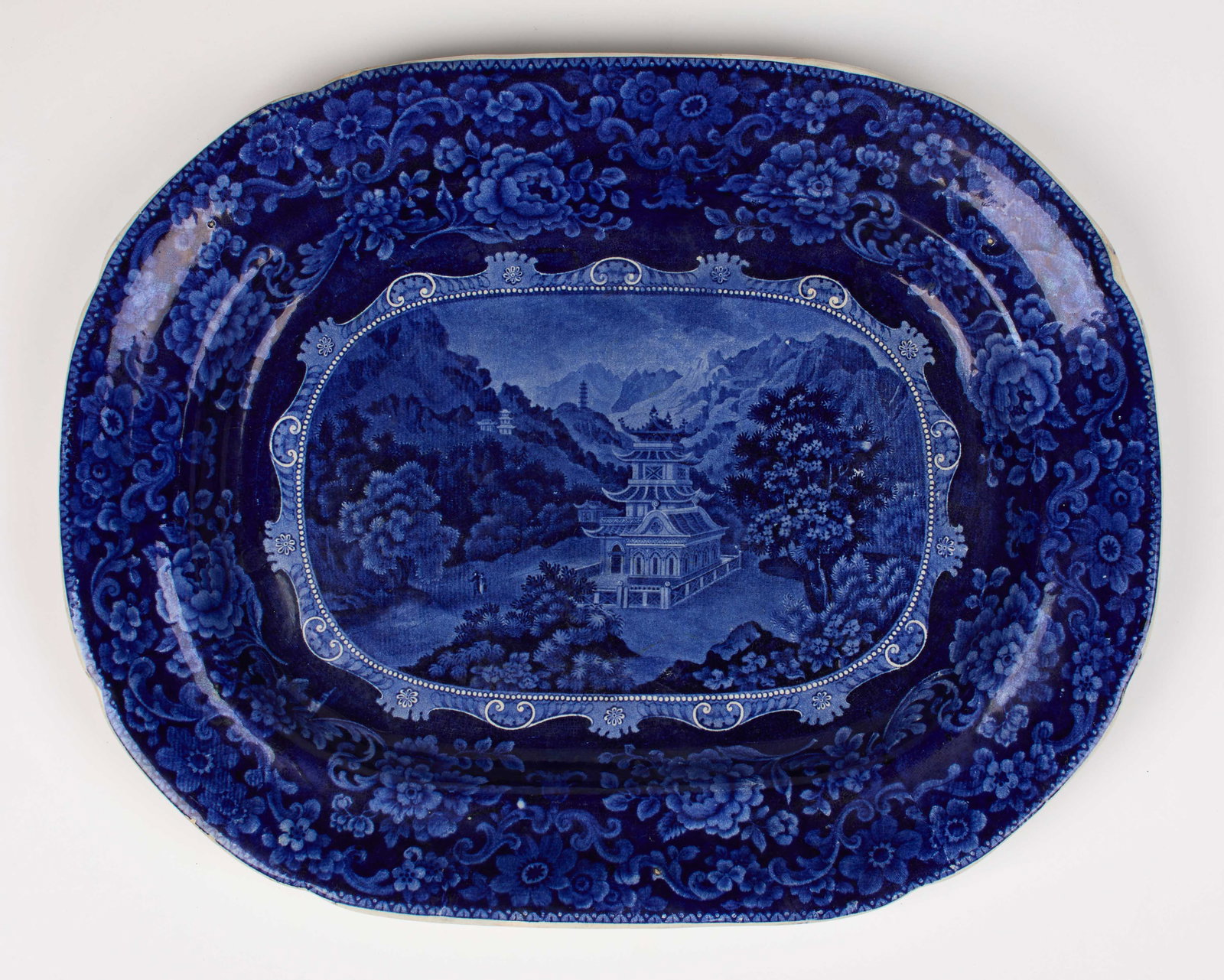 19th Century Staffordshire Blue Transferware Platter (1 of 3)