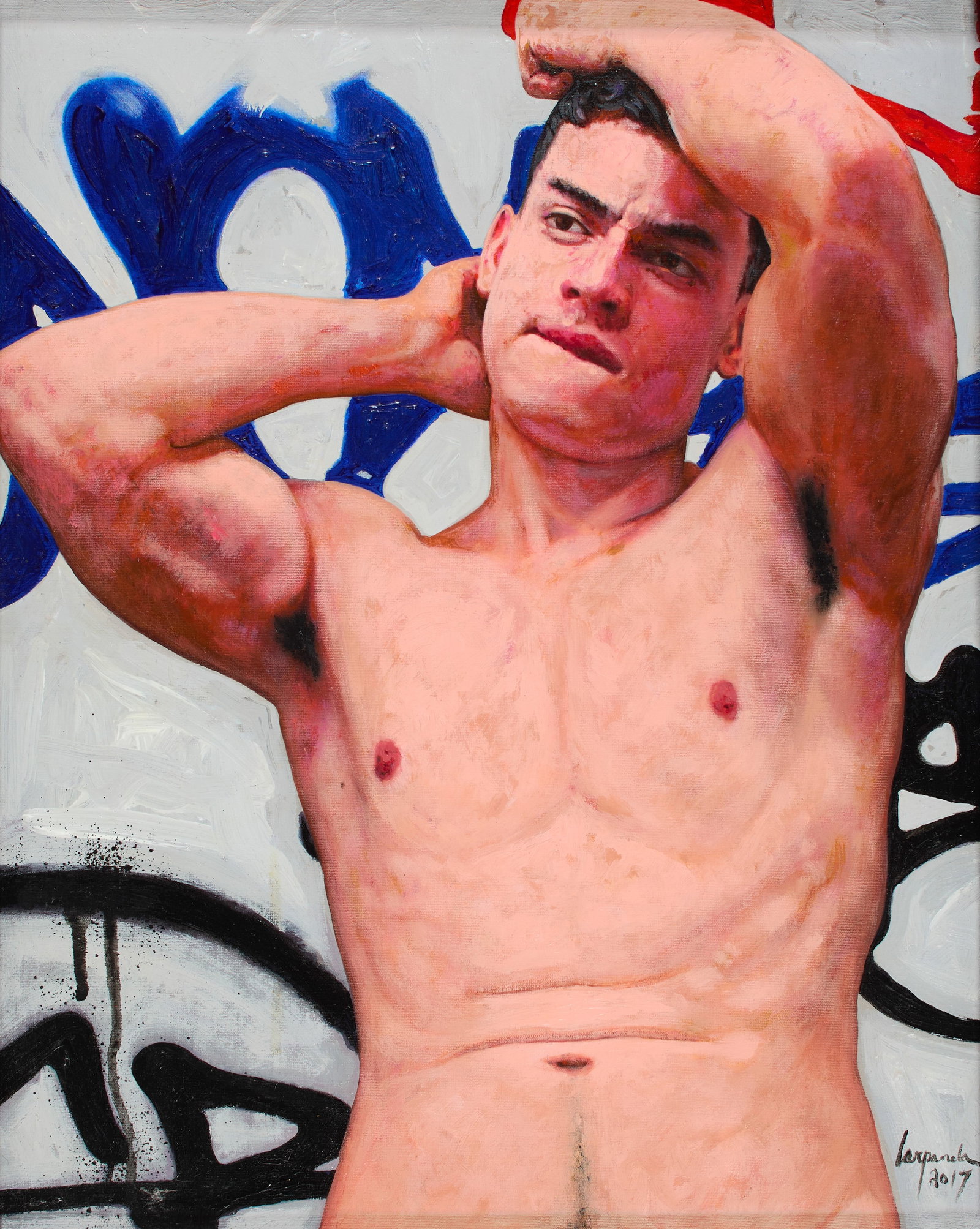Fernando Carpaneda (Brazilian, b. 1967): Andrew, 2017. Acrylic on canvas. Framed. Signed and dated on the bottom right, "Carpaneda 2017". Sight: 19 1/4 × 15 1/4 in (48.9 x 38.7 cm); Framed: 22 1/4 x 18 1/4 in (56.5 x 46.4 cm). Provenance: