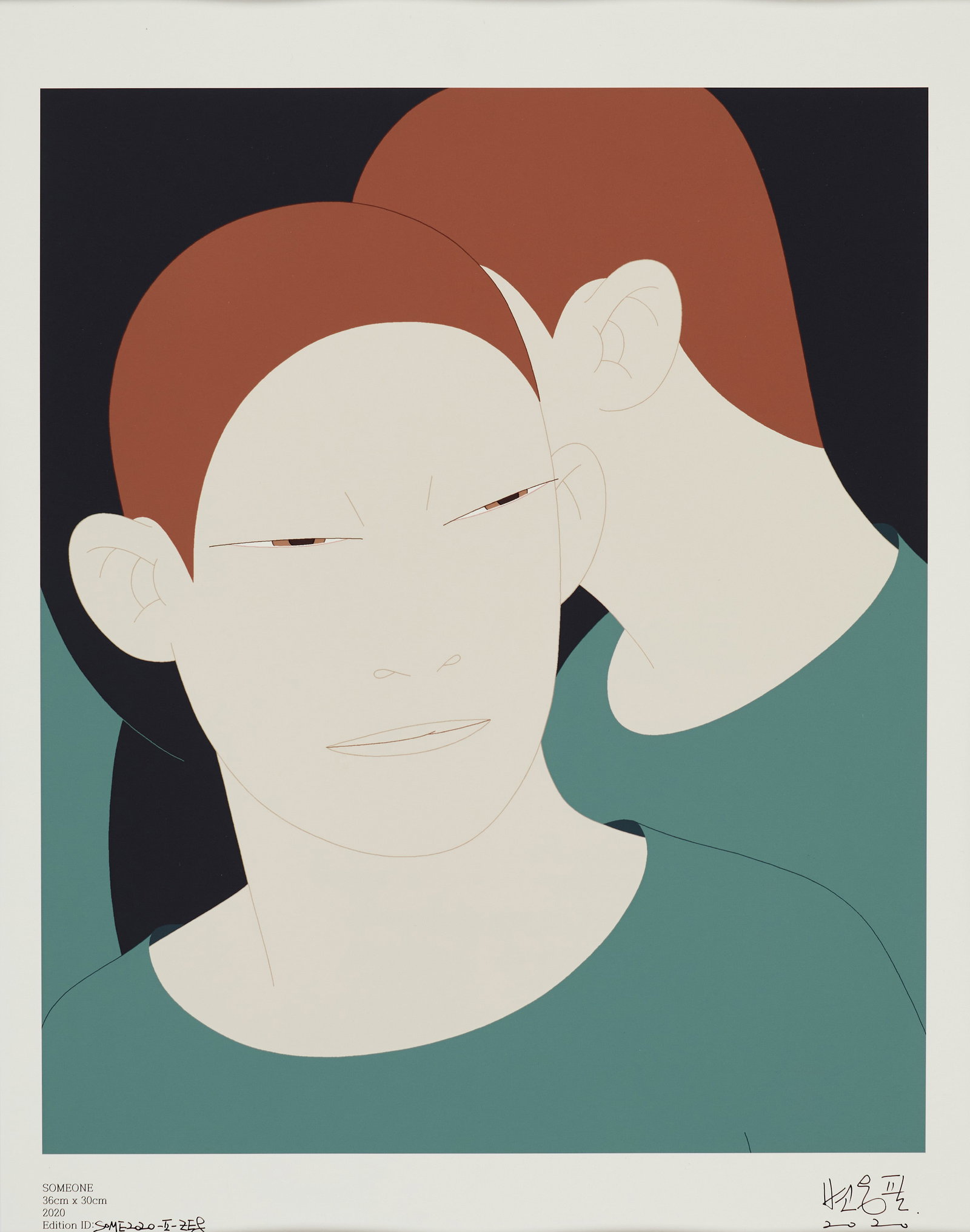 Byen Ung-Pil (Korean, b. 1970): Someone, 2020. Archival print on paper. Print from a limited edition, published by the artist. Matted. Titled and dated on the bottom left, "SOMEONE 2020"; Numbered in ink on the bottom left, "Some