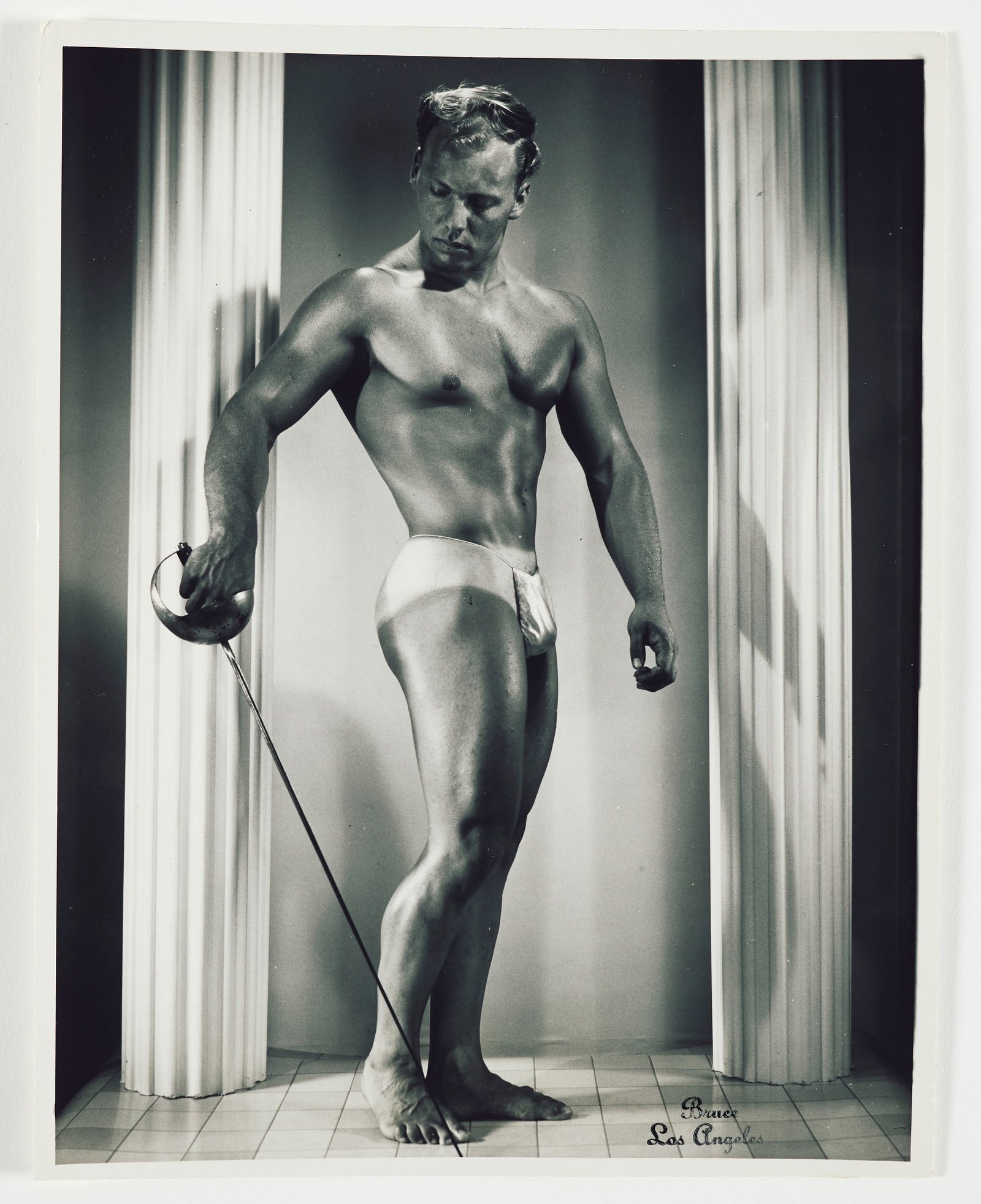 Bruce of Los Angeles (Bruce Bellas) (American, 1909-1974): Bob Poling. Gelatin silver print. The model, Robert Wendel “Bob” Poling (1925-2019) was a notable weightlifter and bodybuilder. Photographer's stamp on the bottom right; photographer’s stamp