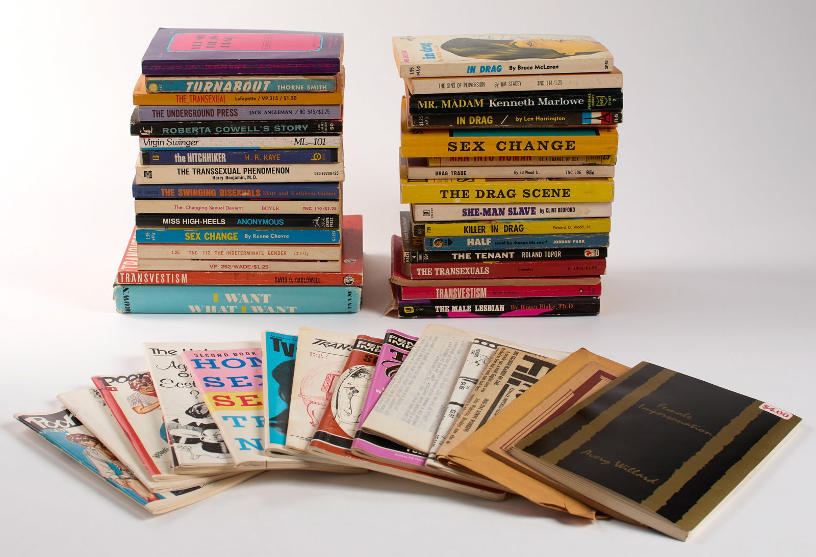 Collection of Trans Ephemera and Publications: Assorted Collection of Forty-Six (46) Trans-themed Books and Publications. 8 1/4 x 5 1/2 in (20.9 x 13.9 cm) Property of a Private Manhattan Collection.