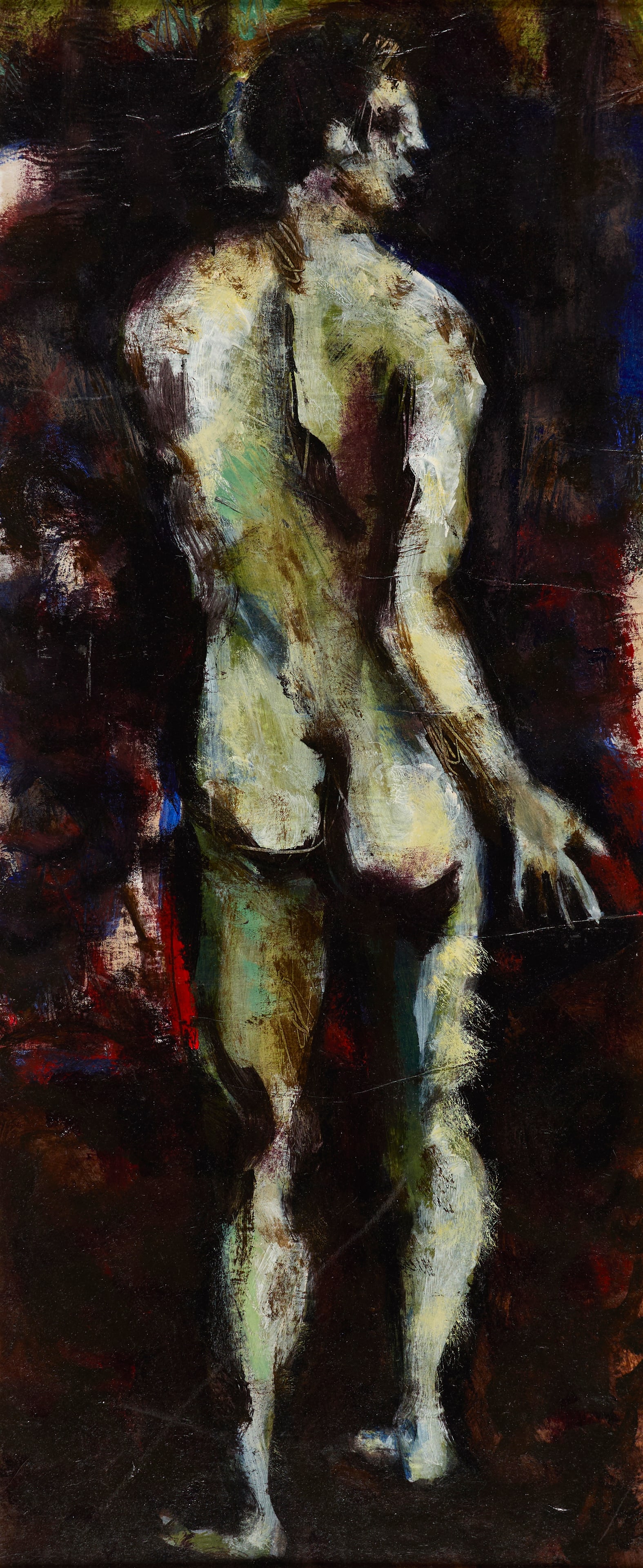 John Swinton (Canadian, b. 1952): Pillar of Regret. Oil on wood panel. Custom artist frame. Sight: 25 x 10 1/4 (63.4 x 26 cm) Framed: 28 1/4 x 13 1/2 (71.6 x 34.2 cm). Provenance: Property of a Private Massachusetts Collection.