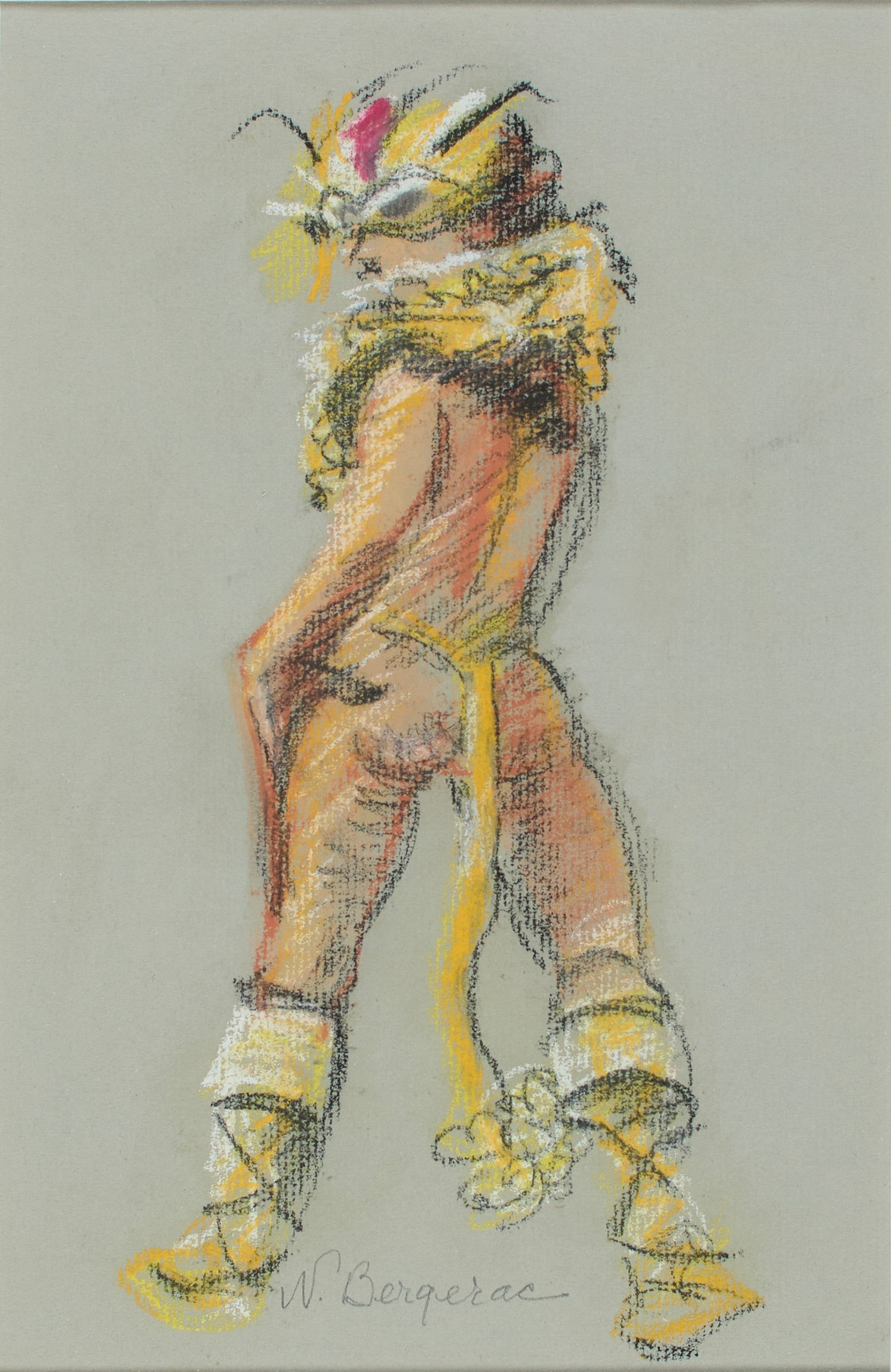 Norma Bergerac (American, 1932-2004): Untitled (Rum Tum Tugger). Pastel on paper. Signed or annotated on the bottom center, "N. Bergerac". This would appear to be a risqué costume study for the show, further details about its history