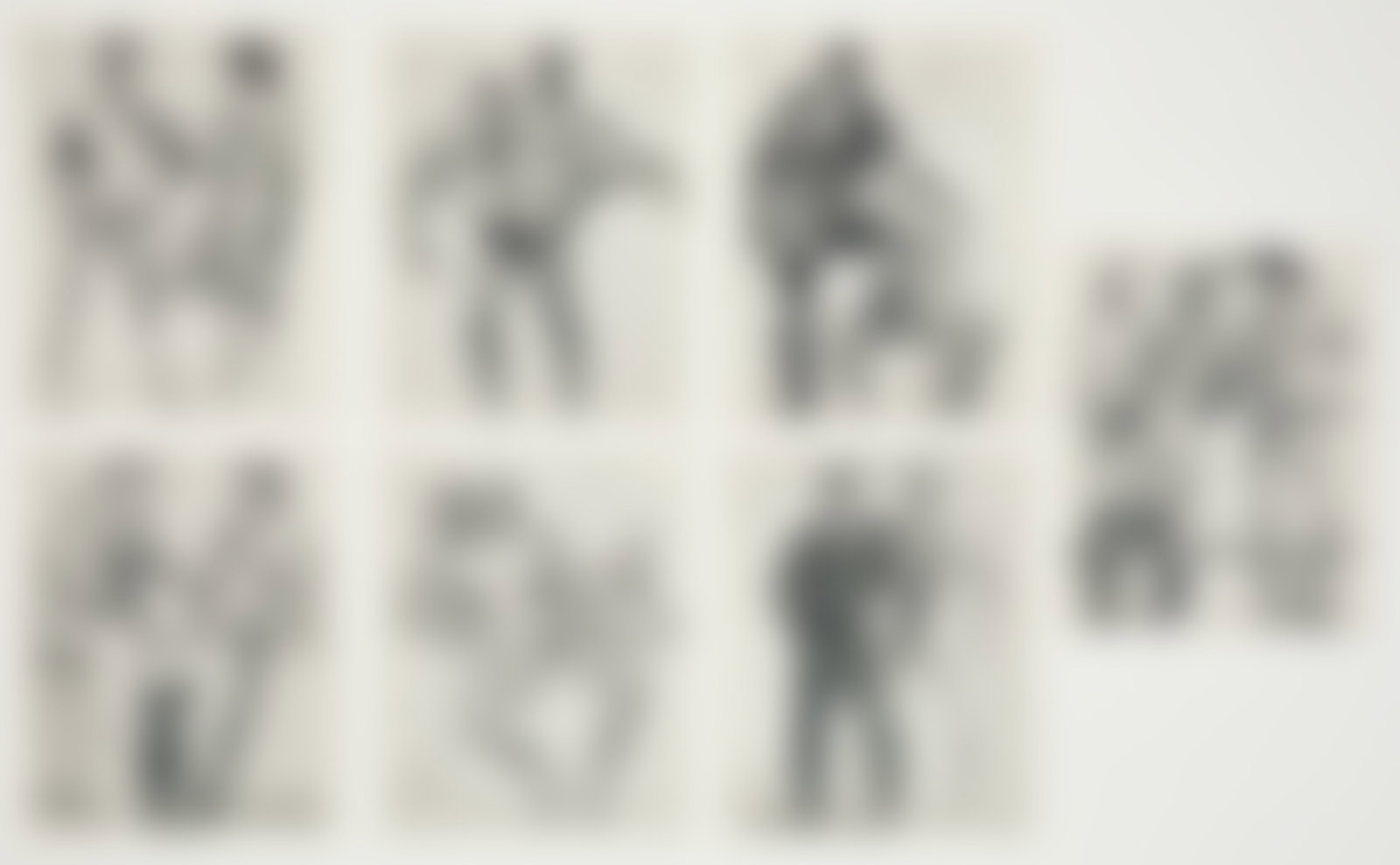 Tom of Finland (Touko Valio Laaksonen) (Finnish, 1920-1991): Collection of Seven (7) Prints from the Duos Series by Tom of Finland, 1977. Collection of seven (7) offset lithographs on heavy paper. From a 1977 catalog series titled Duos. Produced and sold for To