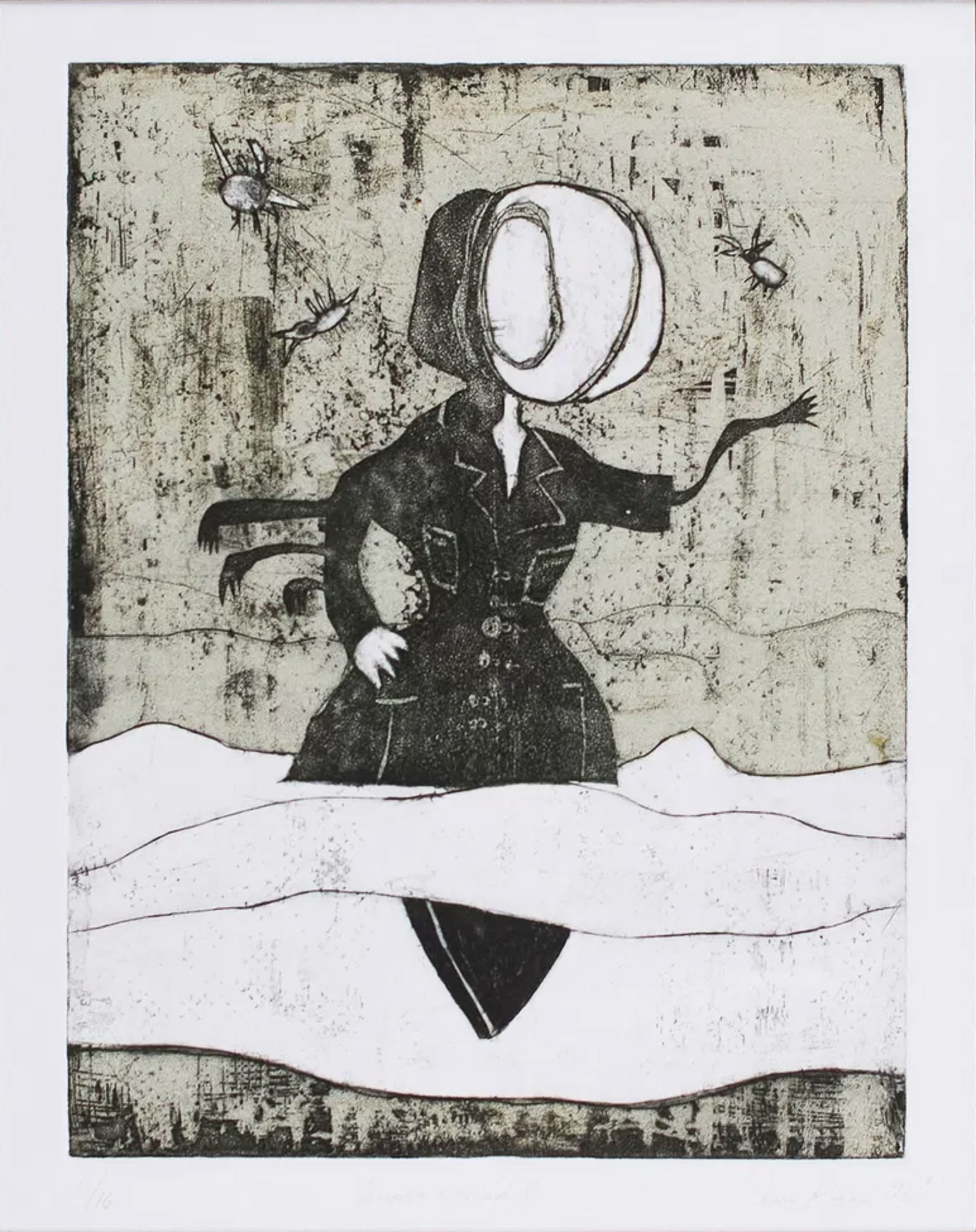 Clare Rojas (American, b. 1976): Clare Rojas (American, b. 1976) "Super Model", 1996. Etching. Edition 11/16. Editioned on the lower left, titled in the lower center, and signed and dated on the lower right. 13 1/2 x 10 1/2"