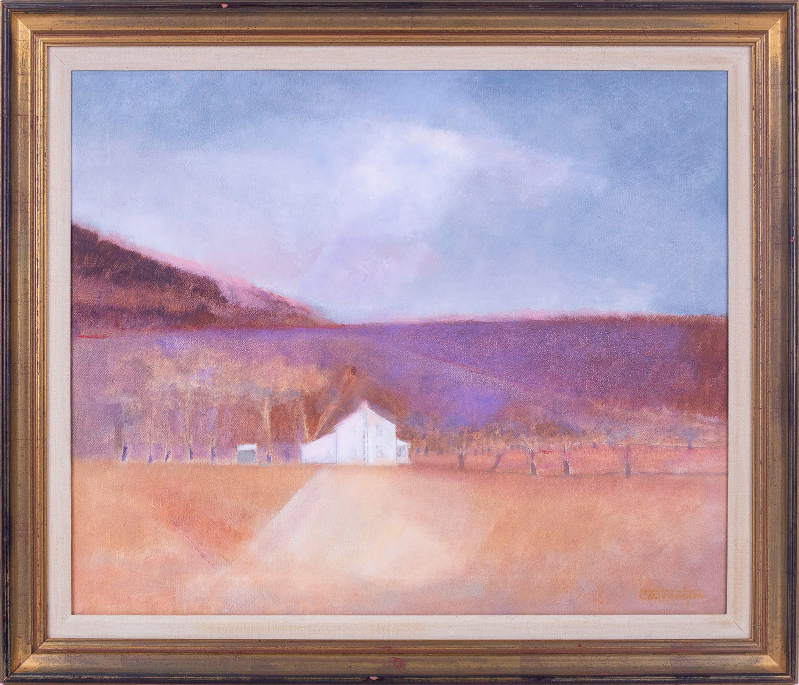 American School (20th Century) Untitled (Landscape). Oil on canvas. Signed illegibly lower right. (1 of 2)