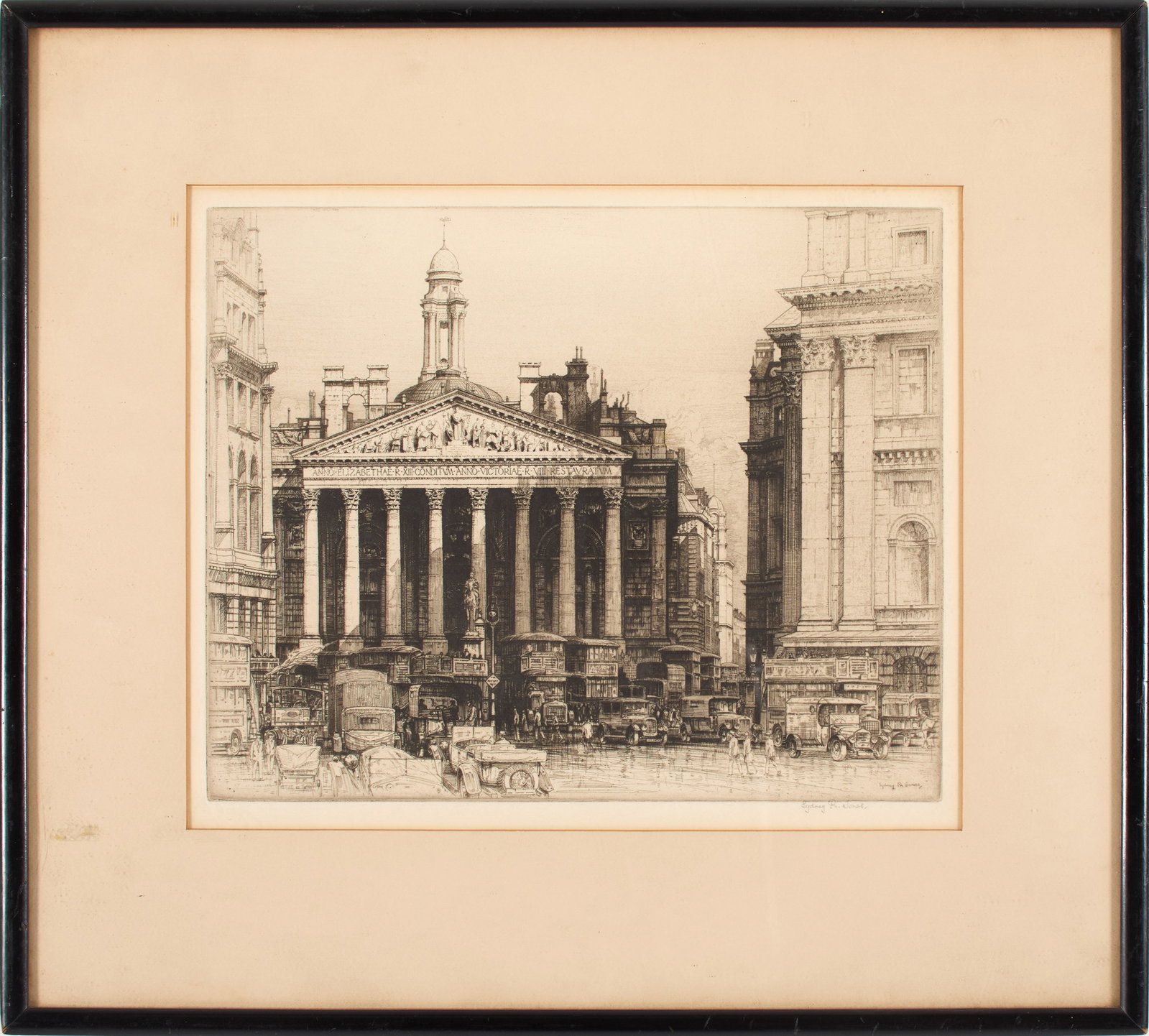 Sydney Robert Jones (British, 1881-1966) "The Royal Exchange, London." Etching. Signed in pencil (1 of 2)